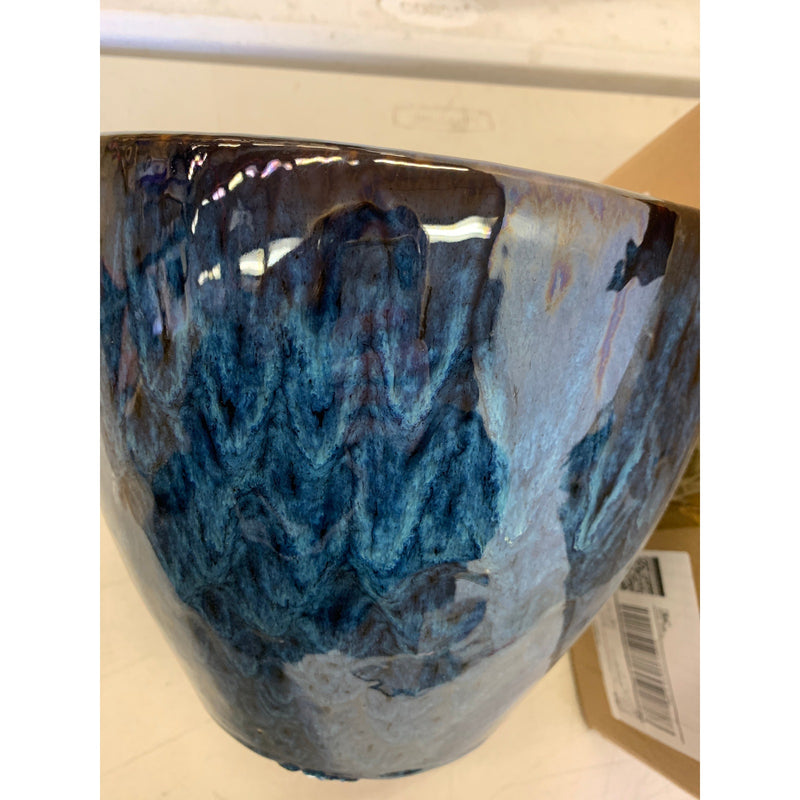 10" x 10" x 8.6" Ceramic Planter Pot Round Plant Pot for Indoor Plants Shiny Blue