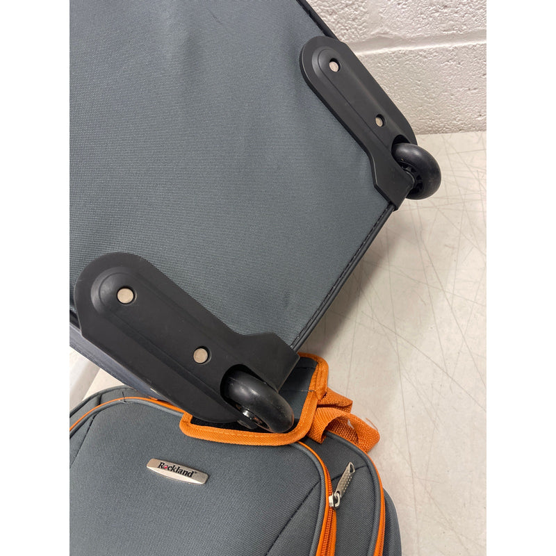 Rockland Fashion 2pc Softside Luggage Set with locking Zipper - Gray & Orange