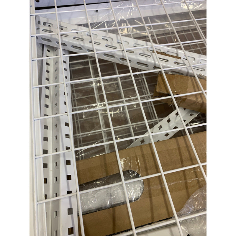 FLEXIMOUNTS 4ftX8ft Heavy Duty Overhead Adjustable Ceiling Storage Rack, White