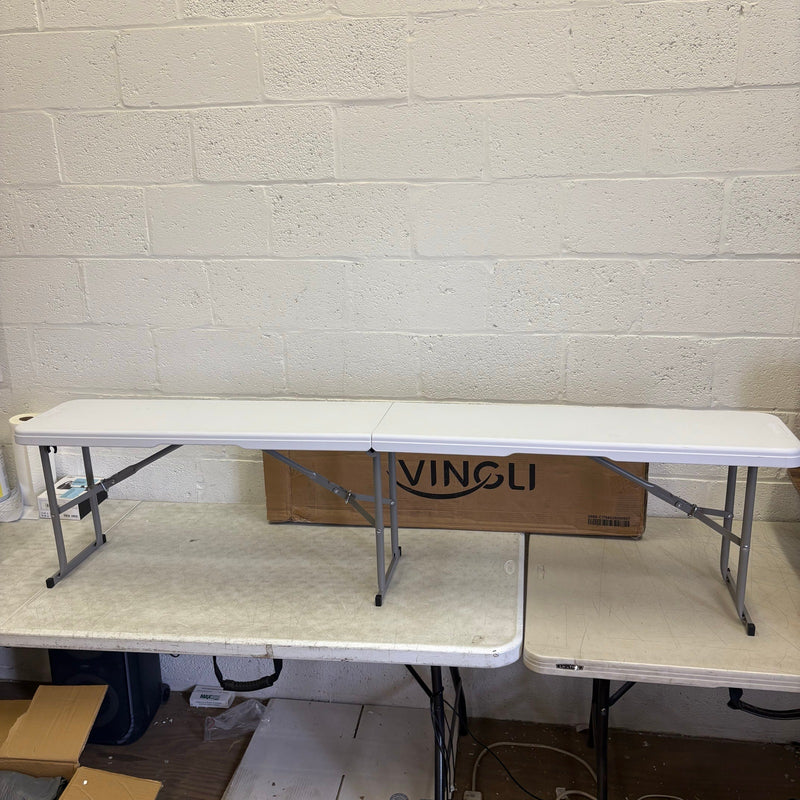 VINGLI Portable 6ft Plastic Folding Bench w Carrying Handle - 11" Wide - White