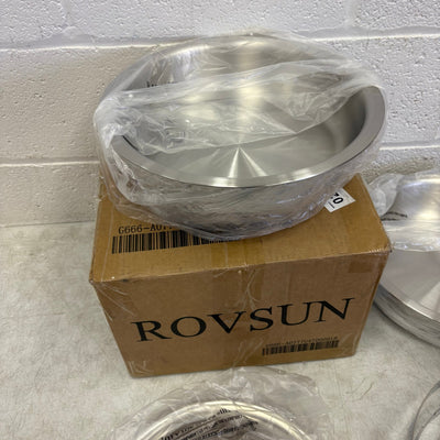 Set of 2 ROVSUN 5-QT Round Gold Chafing Dish Set w Stainless Steel Lid & Holder