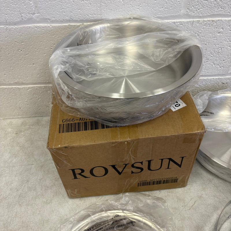 Set of 2 ROVSUN 5-QT Round Gold Chafing Dish Set w Stainless Steel Lid & Holder