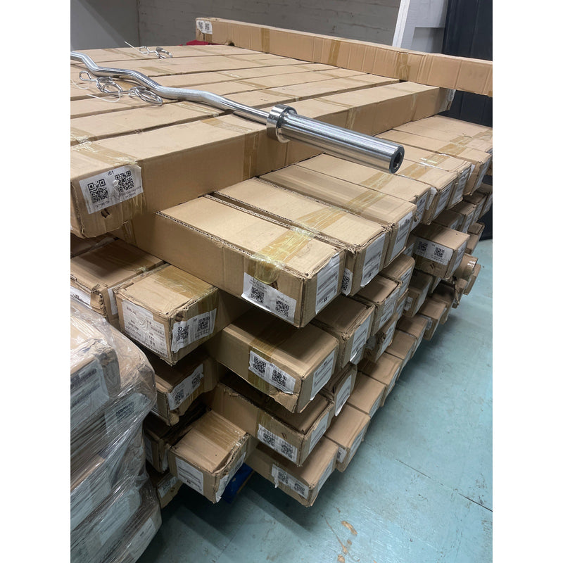 60 Inch Z-Bar Barbell 2-inch Olympic w Weight Clamps, Zigzag, Silver, 18lbs