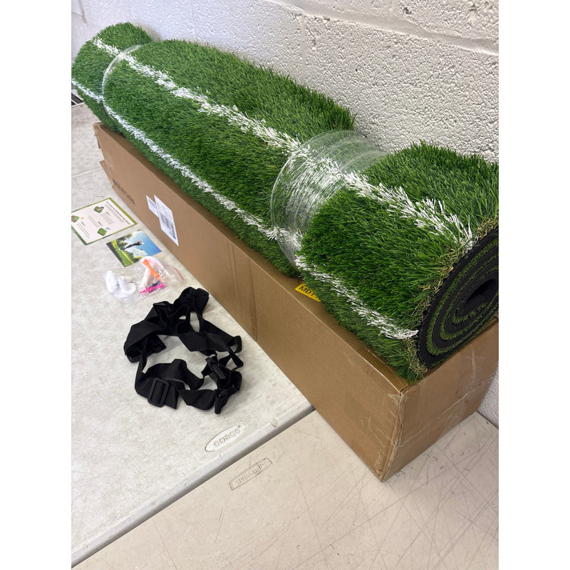 DCQ Real Feel 5x4ft Golf Hitting Mat Dual Turf Alignment & Angle of Approach Aid