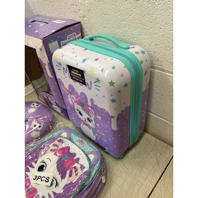 Inprof Cute Cat Kid’s Luggage Set 5-Piece Suitcase Set 16’’ Hardside Luggage