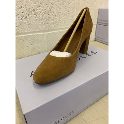 Aerosoles Shoes Betsy Women's Almond Toe Pump Tobacco Suede 5.5 Medium