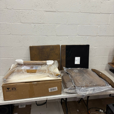 VINGLI Modern Accent Chair Brown Rubber Wood Frame & Lumbar Pillow - Brown