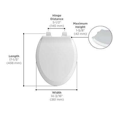 American Standard Slow Elongated Closed Front Toilet Seat, White 5503A00B.020
