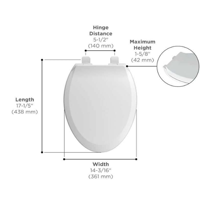 American Standard Slow Elongated Closed Front Toilet Seat, White 5503A00B.020