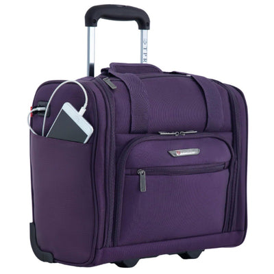 Equipaje de mano inteligente TPRC de 15" con puerto de carga USB debajo del asiento - Morado