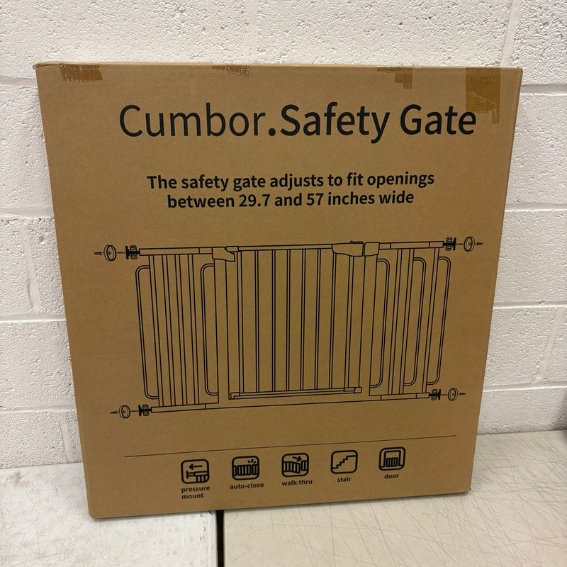 Cumbor 29.7-57" Wide Baby Gate Self Closing Dog Gate Pressure Mounted - White