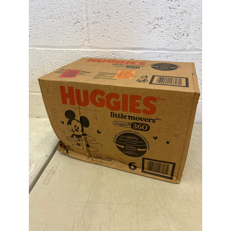 104-Count Huggies Size-6 Baby Diapers, Little Movers HuggFit 360° Waistband