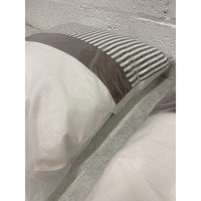 Set-of-2 16" x 16" x 5" Throw Pillow, Decorative Couch Pillows - Tan/Blue