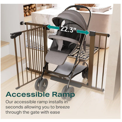 Cumbor 29.7-46" Wide Baby Gate Self Closing Dog Gate Pressure Mounted - Brown