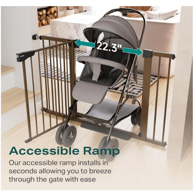 Cumbor 29.7-46" Wide Baby Gate Self Closing Dog Gate Pressure Mounted - Brown