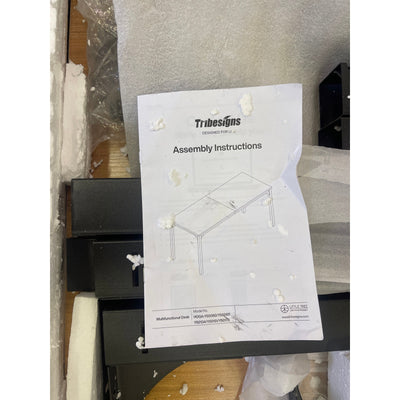 Tribesigns Rectangle Dining Table 78" x 28" Kitchen Table 6-8 People Tan/Black