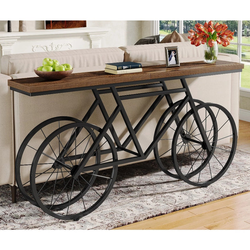 Tribesigns Console Table 71" x 33" x 12" Extra Long Sofa Table w Bicycle Base