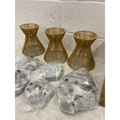 Hummingbird Woven Pendant Light, 7”Hanging Lamp Adjustable Pack of 3 - Tan