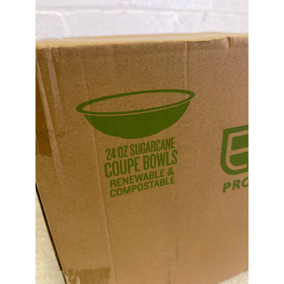 Eco-Products 24 oz. White Compostable Sugarcane Coupe Bowl - 400/Case epbl24c