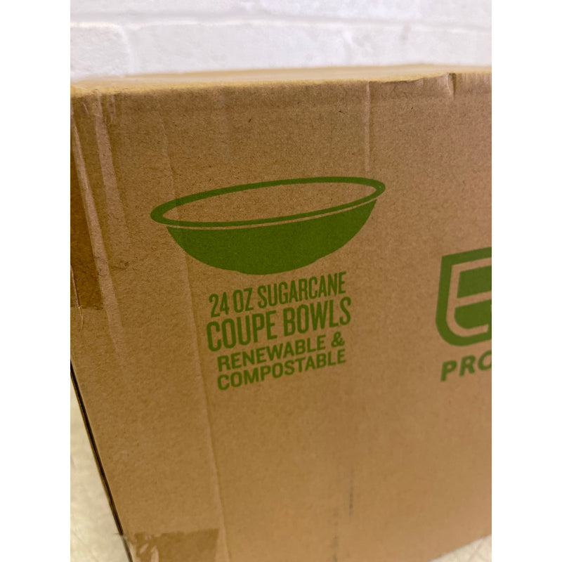 Eco-Products 24 oz. White Compostable Sugarcane Coupe Bowl - 400/Case epbl24c