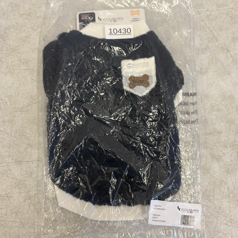 Koolaburra by UGG Pet Fuzzy Dakota Dog Sweater 15-16" Collar Blue/White - Medium
