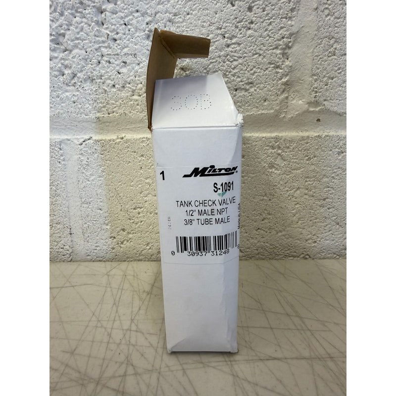 Milton S1091 Tank Check Valve 1/2" NPT, 3/8"M Compressor, Brass