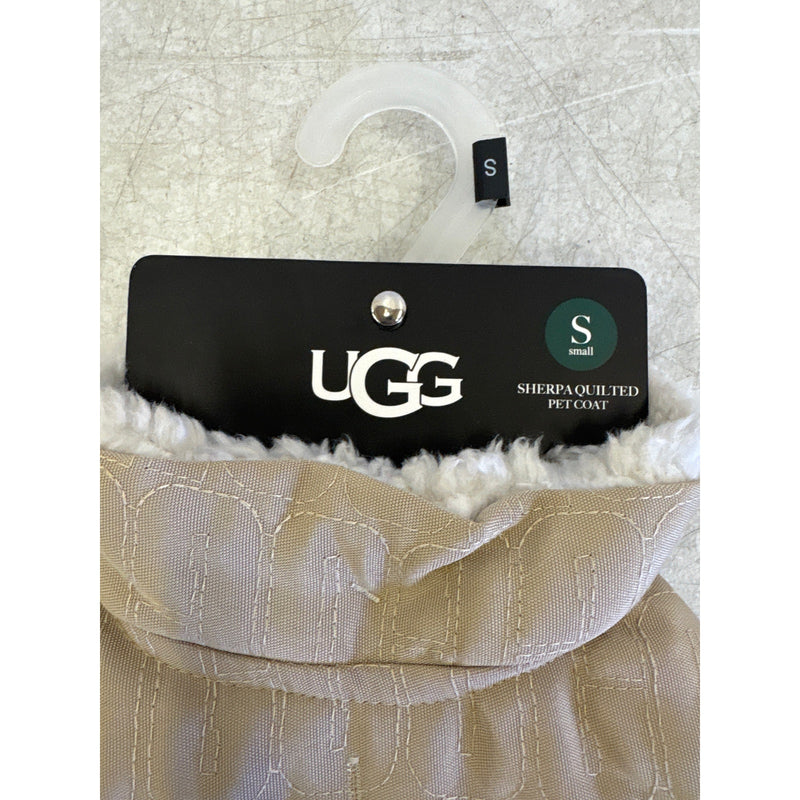 UGG Sherpa Quilted Pet Coat, Hook & Loop Straps, Soft & Cozy, Tan - Small Size
