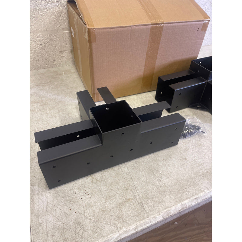 SET-of-2 4"x4" Post Base Steel 4 Way Large Right Angle Corner Base Bracket Post