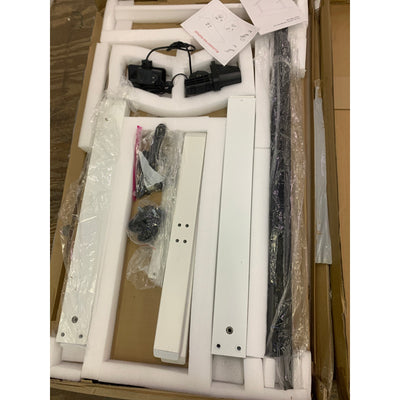 Flexispot Gaming/Office Standing Desk Brown w White Metal Frame QS1M-1160 SEE DETAIL