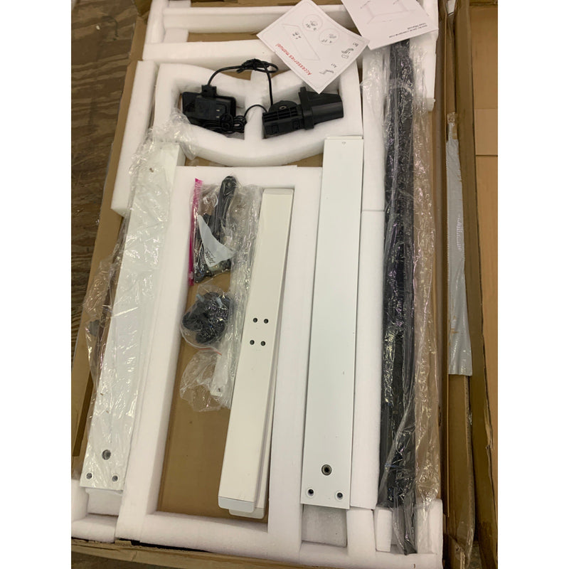 Flexispot Gaming/Office Standing Desk Brown w White Metal Frame QS1M-1160 SEE DETAIL