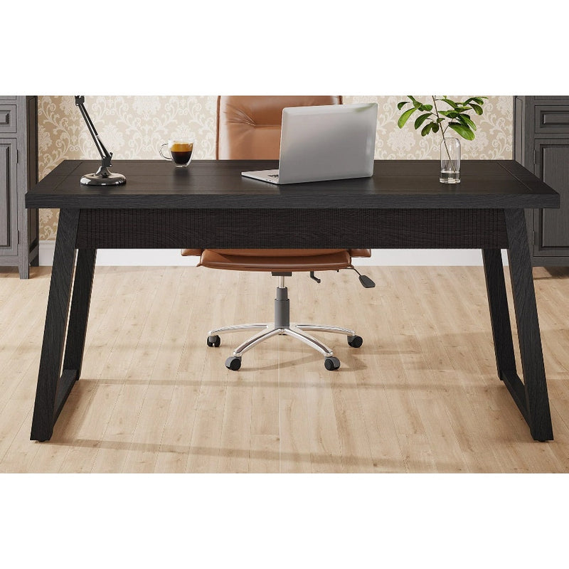 Tribesigns 55" Wood Computer Desk, Modern Study Writing Table with Drawer Black