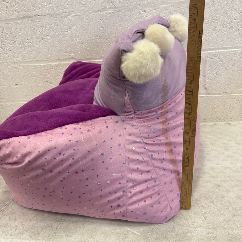 Bean Bag Chair Comfy Plush Kids Furniture, Pink & Purple Crown & Stars Design