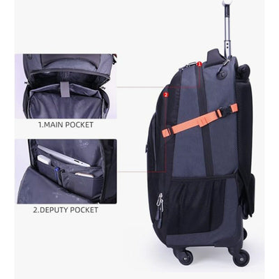 Aoking 22" Travel Backpack with Wheels & Handle - Black with Orange SLN67056-1