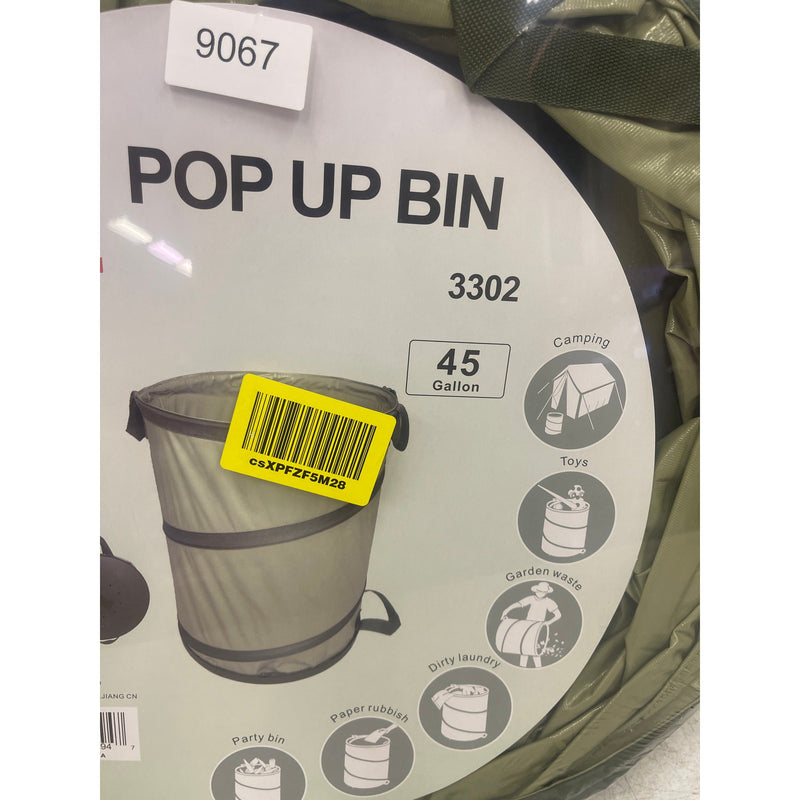YUDI & GARDEN 45 Gallon Hard Bottom Collapsible Garden Bag, Green, Trash Can