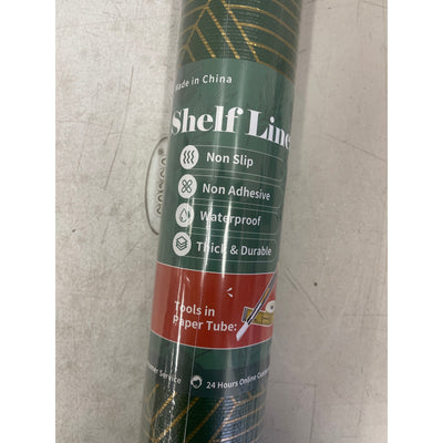 Drawer & Shelf Liner for Kitchen Cabinet 23"X20' Non Slip Waterproof Green/Gold