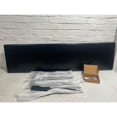 Banco de comedor MU RONG, madera maciza de roble, ancho 51,2 pulgadas, banco de madera, negro
