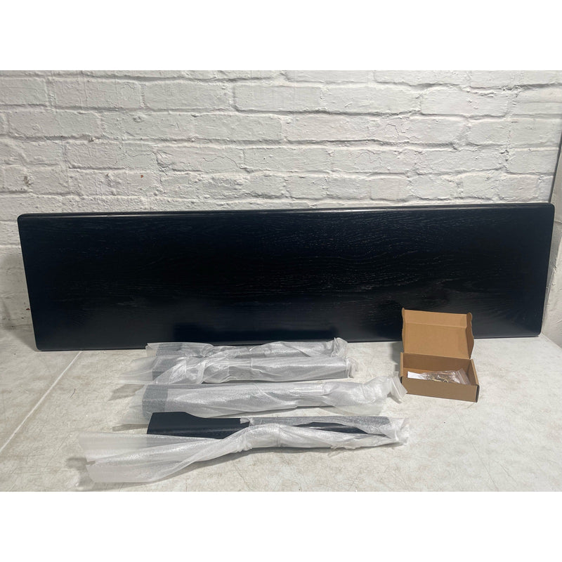 Banco de comedor MU RONG, madera maciza de roble, ancho 51,2 pulgadas, banco de madera, negro