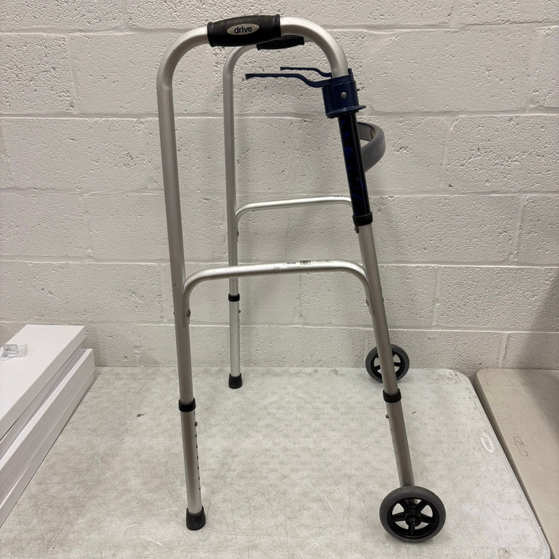 Drive Medical Trigger Release Folding Walker, Brushed Steel, 2 Wheels, 10226-1
