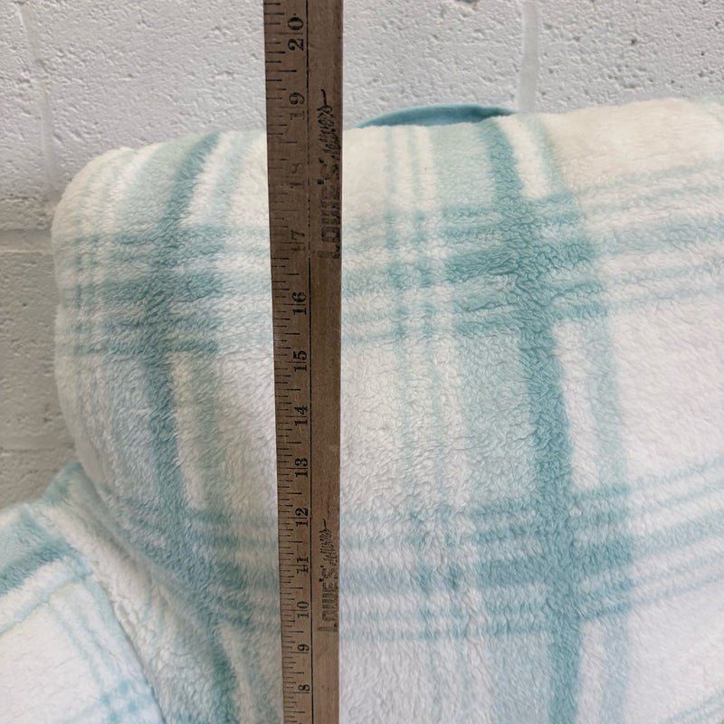 UGG Plush Backrest Pillow, 34"W x 18"H, Reading Pillow Soft - Blue Plaid Design