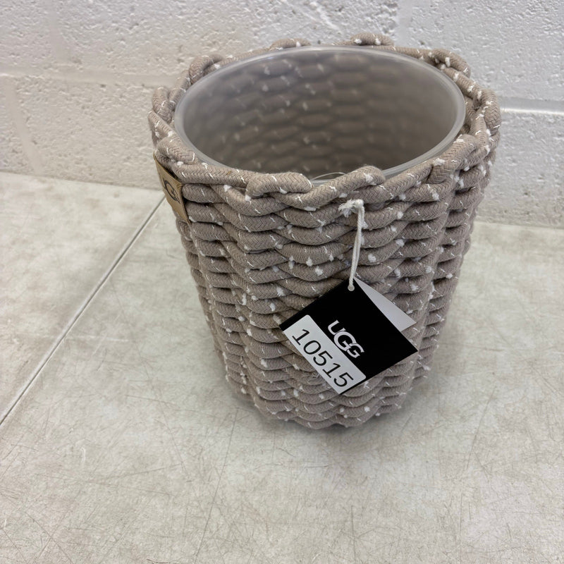 Ugg Melange Waste Bin with Plastic Insert & Woven Rope Design, 9"x10.5" - Tan