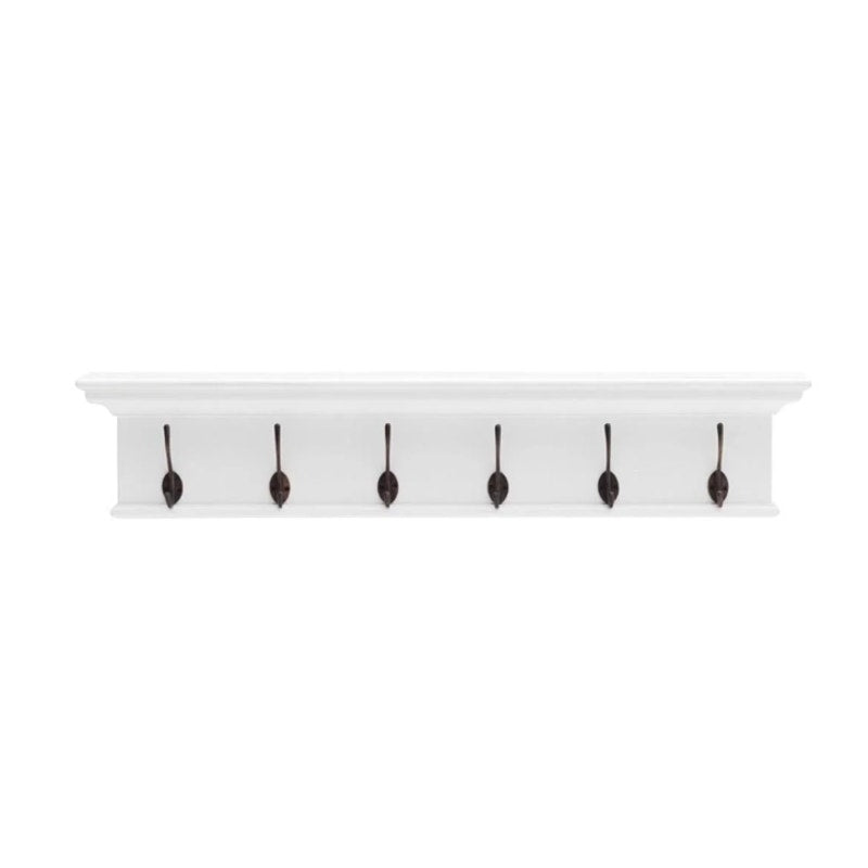 NovaSolo Halifax 6-Hook Coat Rack in Pure White, Modern & Sleek, 40" x 8" x 4"