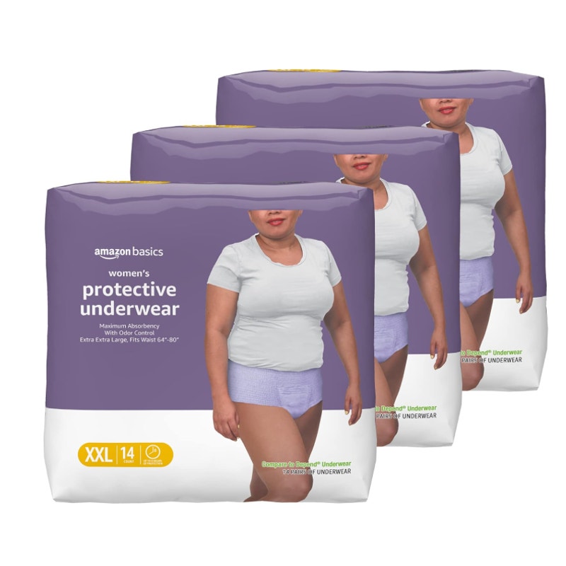 3-Packs-of-14 Amazon Basics Incontinence Underwear for Women, Disposable XXL