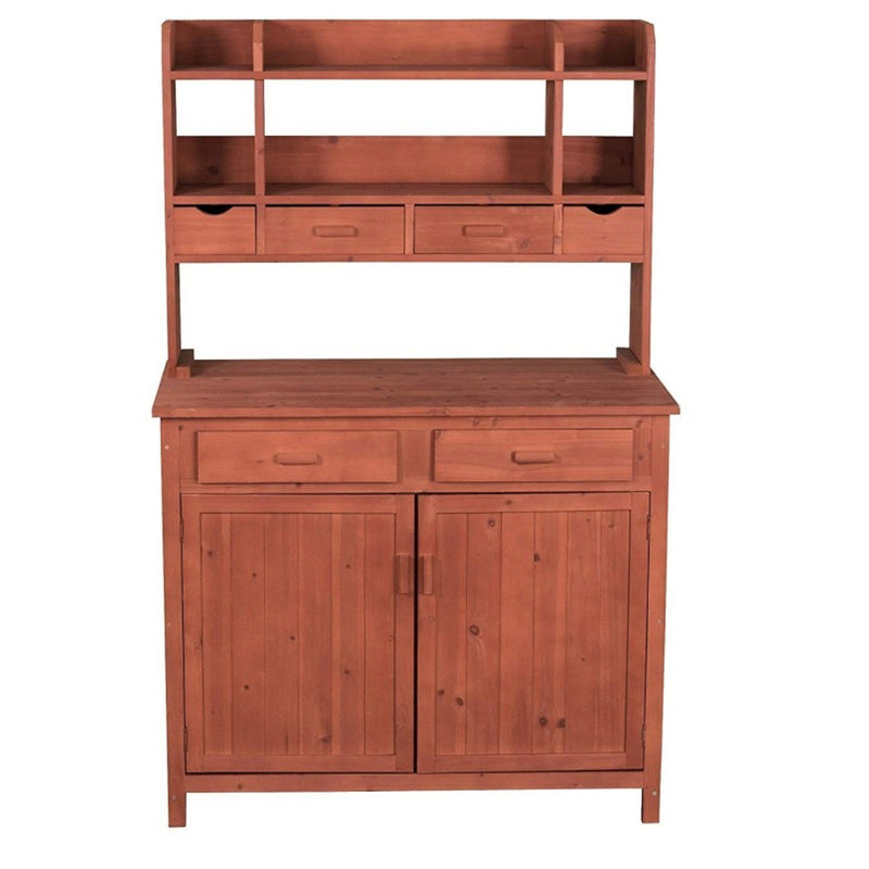 Wooden Potting Bench With Storage, 2 Doors, 42"W x 24"D x 67”H Leisure Season
