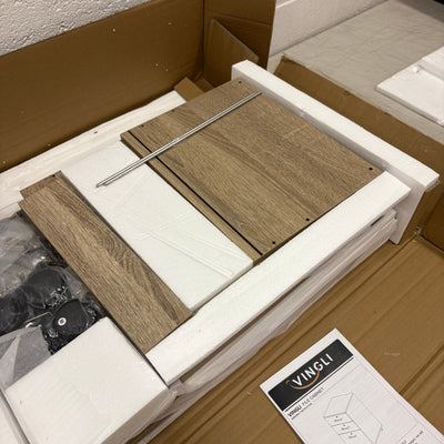 VINGLI 3-Drawer File Cabinet with Lock, 26" H - Wood Rolling Filing Cabinets Oak