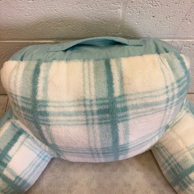 UGG Plush Backrest Pillow, 34"W x 18"H, Reading Pillow Soft - Blue Plaid Design