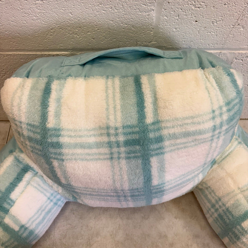 UGG Plush Backrest Pillow, 34"W x 18"H, Reading Pillow Soft - Blue Plaid Design