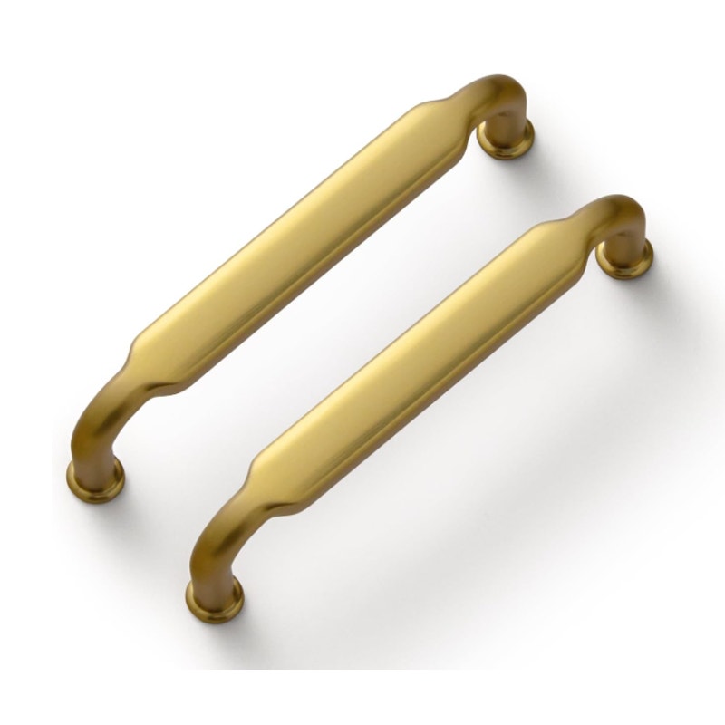 6-Pack Goo-Ki Brushed Gold Drawer Handles 3-3/4" Hole Centers Straight Bar Pull