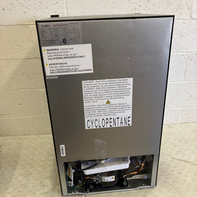 Whirlpool 3.1cu ft Mini Refrigerator & Freezer, Stainless Steel 2 Shelfs, Ding /Dent