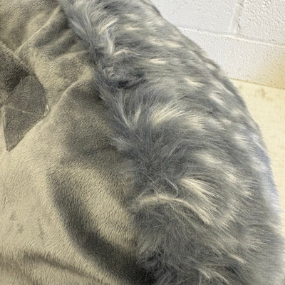 Faux Fur Plush Backrest Pillow, 35"W x 20"H, Reading Pillow Soft - Gray w Spots