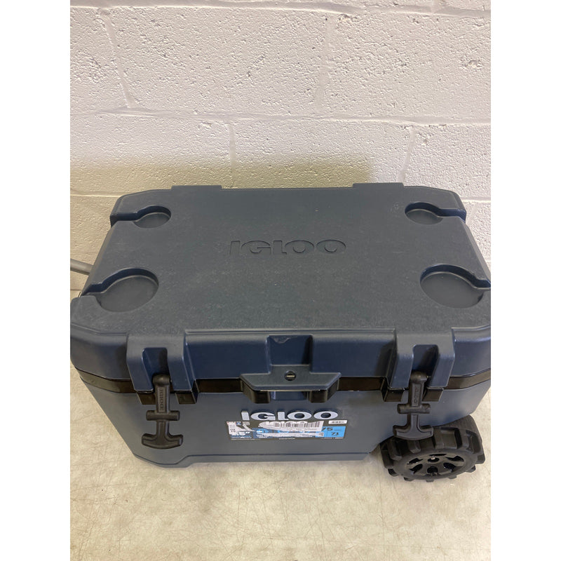 Igloo 75 Quart Rugged Blue Performance Cooler with Wheels Bottle Opener Handles